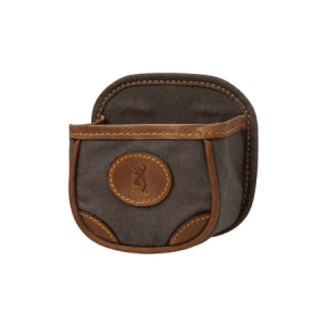 Browning Lona Shell Carrier Flint Canvas Body with Leather Accents, Capacity 1 Box, Belt Clip Mount