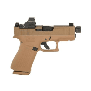 Glock 43x MOS 9mm FDE Pistol with Holosun HS 407K Red Dot and Threaded Barrel