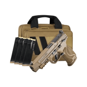 Smith & Wesson MP9 M2.0 9mm Optic Ready FDE Pistol with 5 Inch Barrel, Thumb Safety, Five Magazines and Savior Range Bag