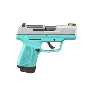 RUGER MAX-9 9mm 3.2" 10/12rd Optic Ready Pistol w/ Fiber Optic Sights - Turquoise / Stainless
