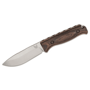 BENCHMADE Saddle Mount Skinner Fixed Blade Knife 4.2" Drop Point w/ Stabilized Wood Handles + Sheath