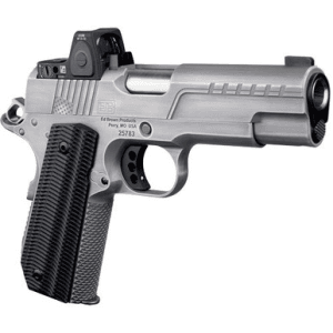 Ed Brown FX2SS FX2 45 ACP 7+1 4.25" Recessed Crown Barrel, Stainless Steel Engraved American Flag/Serrated Slide, Stainless Steel Frame, Trijicon RMRcc 3.25 MOA Sight