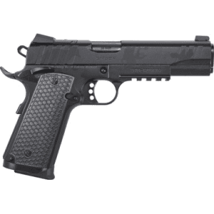 Girsan 391159 MC1911 S Influencer Full Size 38 Super 9+1 5" Black Steel Barrel, Black Camo Optic Ready/Serrated Steel Slide & Frame w/Picatinny Rail & Beavertail, Black Polymer Grip