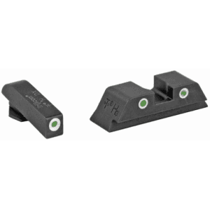 Trijicon 600210 Bright & Tough Night Sights Green/Tritium White Outline Front Sight-Green/Tritium White Outline Rear Sight Glock 17/17L/19 Standard Frame
