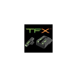 Truglo TFX Front Rear Sights for 1911 Novak Cut Green Tritium Fiber Optic