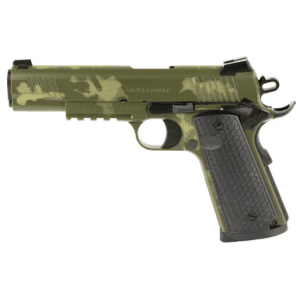Girsan 392074 MC1911 S Untouchable Full Size 45 ACP 8+1 5" Black Steel Barrel, OD Camo Serrated Steel Slide & Frame w/Beavertail & Picatinny Rail, Black Polymer Grip