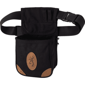 Browning 121388992 Lona Shell Pouch Black/Brown Canvas/Leather Belt Mount Adjustable Belt