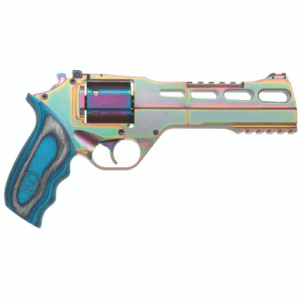 Chiappa Firearms CF340301 Rhino 60SAR Nebula *CA Compliant 357 Mag Caliber with 6" Picatinny Rail/Vent Rib, 6rd Capacity Cylinder, Rainbow PVD Metal Finish & Blue Laminate Grip