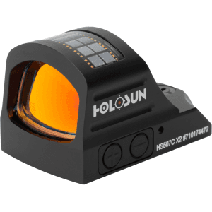 Holosun HS507C-X2 Reflex Red Dot Sight 1x Selectable Red Reticle Solar/Battery Powered Matte Black