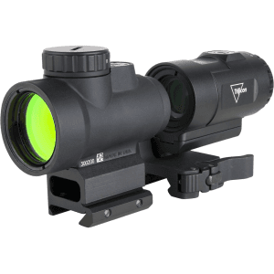 Trijicon MRO SD Patrol Red Dot Sight with 3x Magnifier Red 2 MOA Reticle Matte Black Q-LOC QD Full Co-Witness Mount