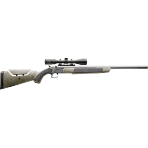 CVA Accura MR-X 45 Caliber Muzzleloading Rifle 26" Threaded Tungsten Barrel OD Green with Black and Gray Webbing Stock with KonusPro 4-12x 44mm Scope