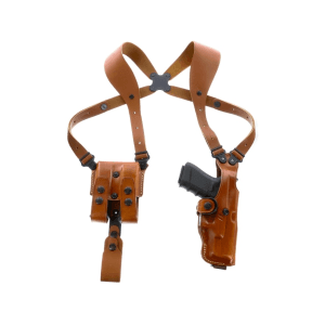 Galco Vertical Shoulder Holster Ambidextrous Sig Sauer P320 Full Size 9mm, 40 S&W with, without red dot Leather Tan