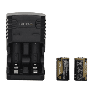 Infitac Rechargeable CR2 Li-ion Battery 2PK with Charging Kit