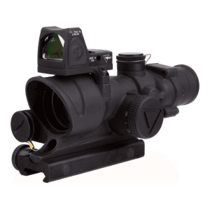 Trijicon ACOG Rifle Scope 4x 32mm LED Illuminated Red Crosshair 223 Remington Reticle with 3.25 MOA RMR Type 2 Adjustable LED Red Dot Sight and Colt Knob Thumbscrew Mount Matte Black
