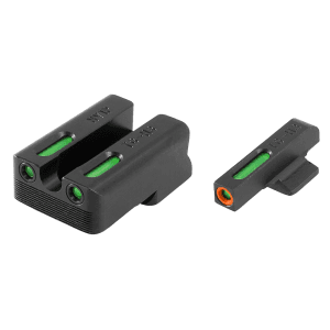 TRUGLO TFX Pro Sight Set for 1911 Novak Cut .260" Height Front .450" Height Rear Tritium / Fiber Optic Green with Orange Front Dot Outline