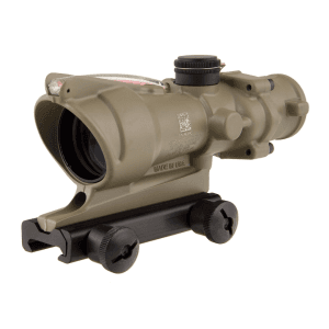 Trijicon ACOG TA31-D Rifle Scope 4x 32mm Dual-Illuminated Red Chevron 223 Remington Reticle with TA51 Flattop Mount Cerakote Flat Dark Earth