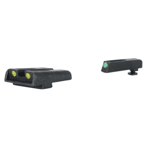 TRUGLO TFO Sight Set for Glock 17, 17L, 19, 22, 23, 24, 26, 27, 33, 34, 35, 38, 39 Gen 1, 2, 3, 4, 5 Steel Tritium Fiber Optic Green Front, Yellow Rear