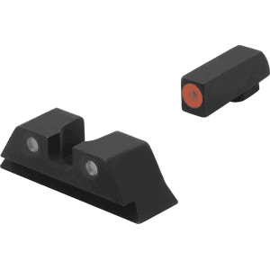 Meprolight Hyper-Bright Night Sight Set for Glock 17, 17L, 19, 22, 23, 24, 25, 31, 32, 33, 34, 35, 36, 37, 38, 39 Steel Matte 3-Dot Tritium Green with Orange Front Dot Outline