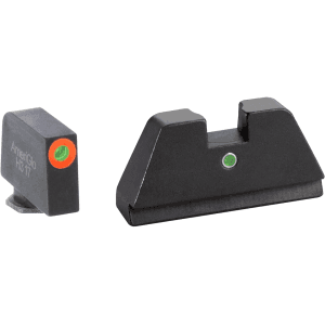 Ameriglo XL I-Dot Suppressor Night Sight Set for Glock 17, 19, 20, 21, 22, 23, 24, 26, 27, 29, 30, 31, 32, 33, 34, 35, 36, 37, 38, 39, 40, 41, 45 Tritium Green Orange Front Outline, Single Dot Rear