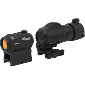 Sig Sauer ROMEO5 / JULIET3 Red Dot Sight / Maginfier Kit 1x 2 MOA Dot Reticle with 3x 24mm Magnifier Powercam Quick-Release Mount Black