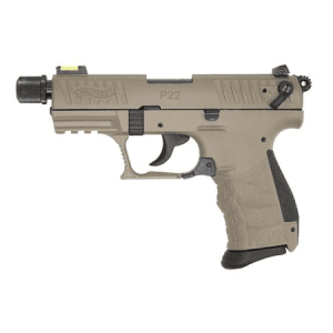 Walther P22 Qd 22lr Fde Rimfire Pistol With Threaded Barrel And Fiber Optic Front Sight