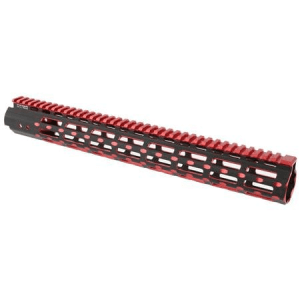 Leapers UTG Pro M-Lok AR15 15-Inch Super Slim Rail (Black and Red 2-Tone)