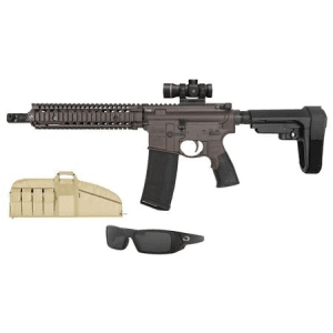 Daniel Defense Mk18 Mil-Spec 5.56mm Ar Pistol Tactical Package With Red Dot, Sunglasses And Rif