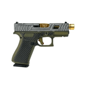 Glock 43x Mos 9mm Optic Ready Pistol With Green Tarpon Finish And Gold Threaded Barrel