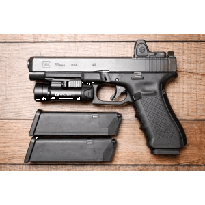 Glock 35 Gen 4 Mos 40sw Police Trade-In Pistol With Trijicon Rmr Red Dot And Pl-2 Light