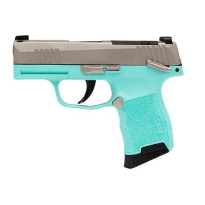 Sig Sauer P365 380 Acp Micro Compact Optic Ready Pistol With Robins Egg Blue Frame And Nickel Slide