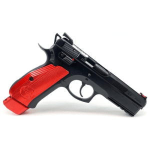 Cz-Usa 75 Sp-01 Competition 9mm 4.6" 21rd Pistol W/ Fiber Optic Sights - Black W/ Red Grips