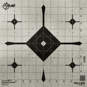 Allen Ez Aim Thermal Id Grid Bullseye Paper Target, 12" X 12," - Gray