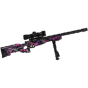 Crickett KSA2148 Precision Package 22 LR Caliber with 1rd Capacity, 16.12" Bull Barrel, Blued Metal Finish & Fixed Thumbhole Muddy Girl Synthetic Stock (Youth) Includes Scope & Bipod