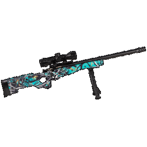 Crickett KSA2149 Precision Package 22 LR Caliber with 1rd Capacity, 16.12" Barrel, Blued Metal Finish & Fixed Thumbhole Muddy Girl Serenity Synthetic Stock (Youth) Includes Scope & Bipod