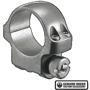 Ruger 90293 Scope Ring Silver 1 Inch Low Target Grey Stainless Finish