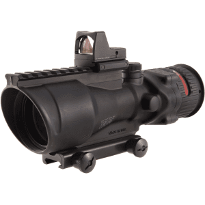 Trijicon Acog Rifle Scope 6x 48mm Dual-Illuminated Red Chevron 308 Winchester Reticle With 6.5 Moa Rmr Type 2 Red Dot Sight Colt Knob Thumbscrew Mount Matte Black