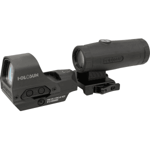 Holosun Hs510c Reflex Red Dot Sight 1x Selectable Green Reticle Quick-Release Mount Solar/Battery Powered With Hm3x 3x Flip Magnifier With Picatinny Lower 1/3 Co-Witness Mount Matte Black