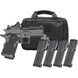 Springfield Armory 1911 Ds Prodigy Compact Aos Gear Pac 9mm Luger Pistol 4.25" Barrel 15+1 Round Black Cerakote Slide Black Grip Black Frame Red Dot