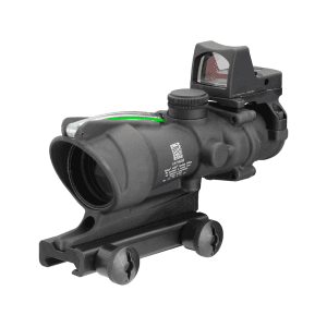 Trijicon Acog Rifle Scope 4x 32mm Dual-Illuminated Green Chevron 223 Remington Reticle With 3.25 Moa Rmr Type 2 Red Dot Sight And Colt Knob Thumbscrew Mount Matte Black