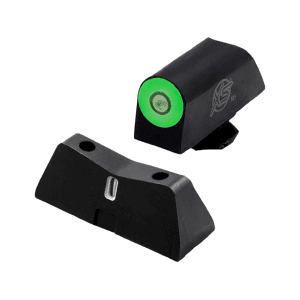 Xs Sight Systems Dxt2 Pro Sight Set For Glock 17, 19, 22-24, 26, 27, 31-36, 38, 45, 49  Big Dot Standard Height Tritium Front, Low-Profile V Tritium Rear Green