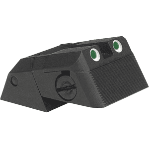 Kensight Fully Adjustable Defensive Rear Night Sight 1911 Novak LoMount Cut Steel Black Serrated Blade with High Visibility Green Tritium Dots
