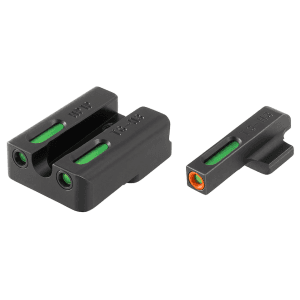 Truglo Tfx Pro Sight Set For Hk 45, 45 Tactical, P30, P30l, Vp9, Vp40 Tritium / Fiber Optic Green With Orange Front Dot Outline