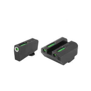 Truglo Tfx Sight Set Suppressor Height Sight For Glock 17, 19, 22, 23, 24, 26, 27, 33, 34, 35 Gen 1, 2, 3, 4, 5 Tritium / Fiber Optic Green With White Front Dot Outline