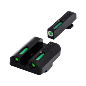 Truglo Tfx Sight Set For Glock 17, 19, 22, 23, 24, 26, 27, 33, 34, 35 Gen 1, 2, 3, 4, 5 Low Tritium Fiber Optic Green With White Front Dot Outline