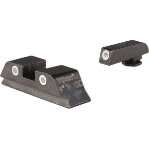 Trijicon Bright & Tough Night Sight Set For Glock 17, 17l, 19, 22, 23, 24, 25, 26, 27, 28, 31, 32, 33, 34, 35, 37, 38, 39 And 45 Gen 1, 2, 3, 4, 5 Steel Matte 3-Dot Tritium Green