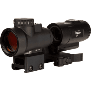 Trijicon Combo Mro Hd Red Dot Sight 68 Moa Reticle With 2.0 Moa Dot With Picatinny Full Co-Witness Mount & 3x Magnifier Matte Black
