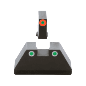 Ameriglo Xl Suppressor Night Sight Set For Glock 17, 19, 20, 21, 22, 23, 24, 26, 27, 29, 30, 31, 32, 33, 34, 35, 36, 37, 38, 39, 40, 41, 45 3-Dot Tritium Green Orange Outline Front, White Outline Rear