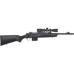 Mossberg Mvp Scout Bolt Action Rifle 7.62x51mm Nato 16" Matte Blued Threaded Barrel Blued Frame Black Field Stock With Vortex Crossfire Scope