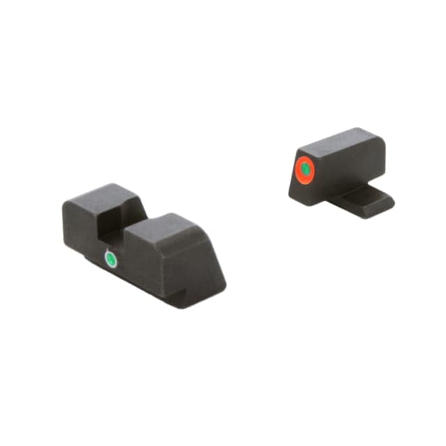 AmeriGlo I-Dot Sight set for FN High Power Green Front with Orange Outline Green Rear Matte Finish Black