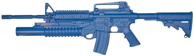 Blueguns Colt M4 Training Guns Not Weighted No Light/Laser Attachment Rifle Open Stock Fwd Rail M203 Grenade Launcher Blue